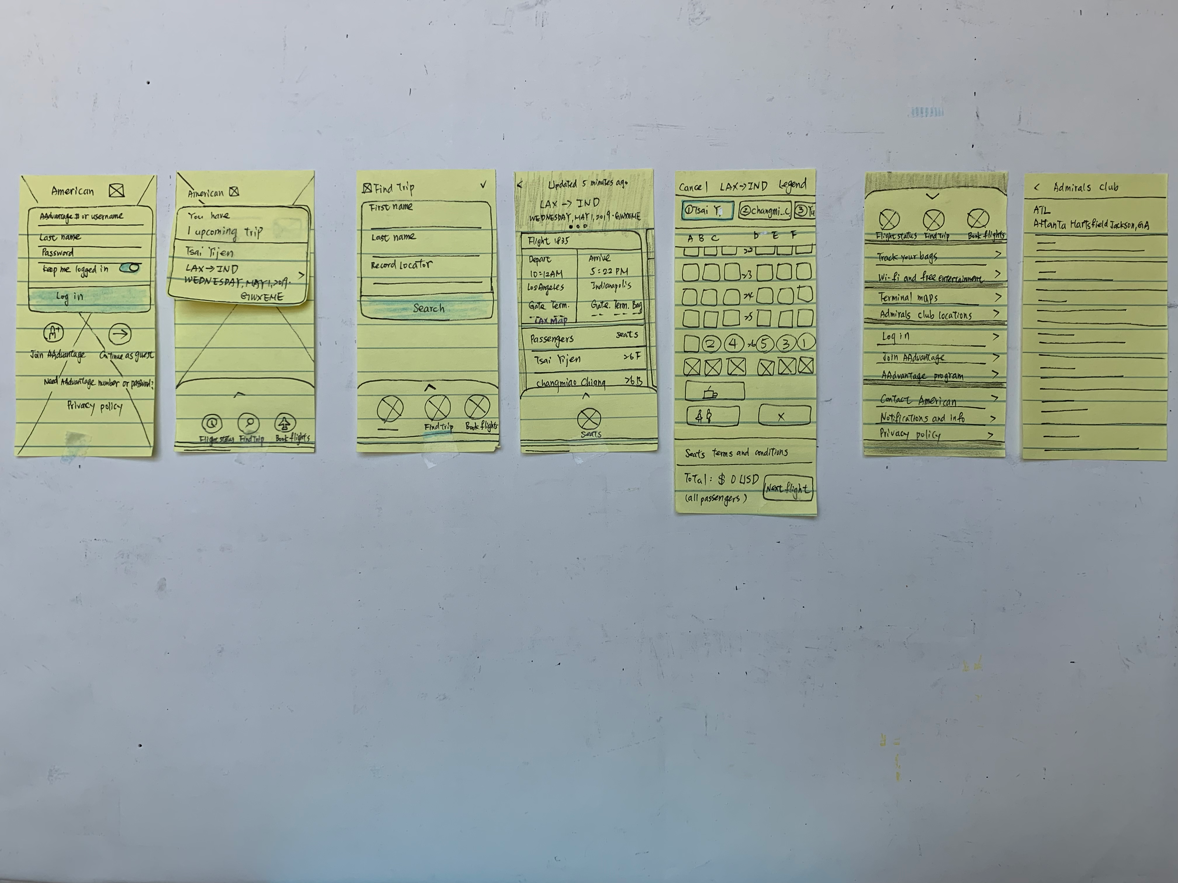 Deconstructing the screens used in the American Airlines app