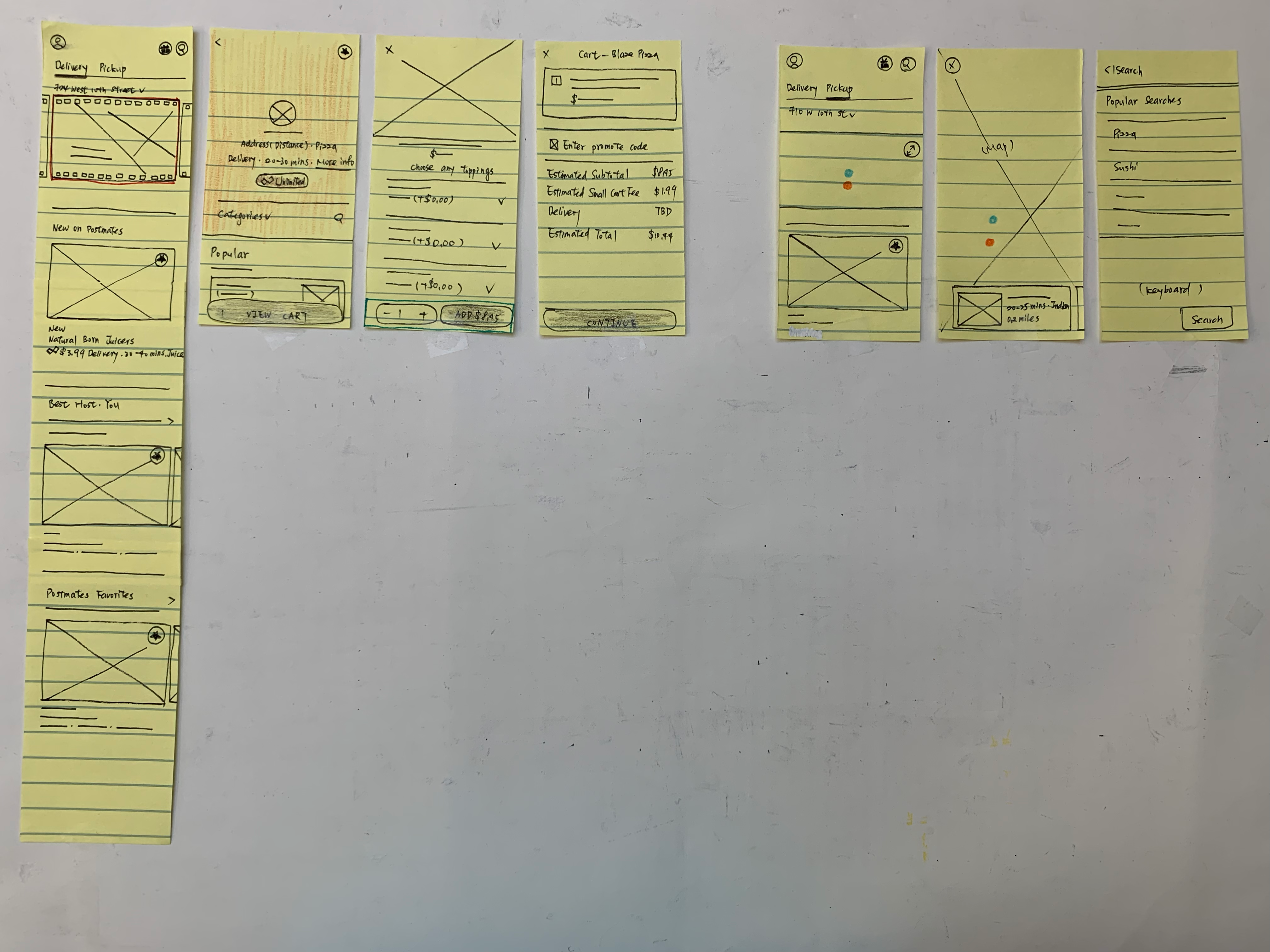 Deconstructing the screens used in the Postmates app