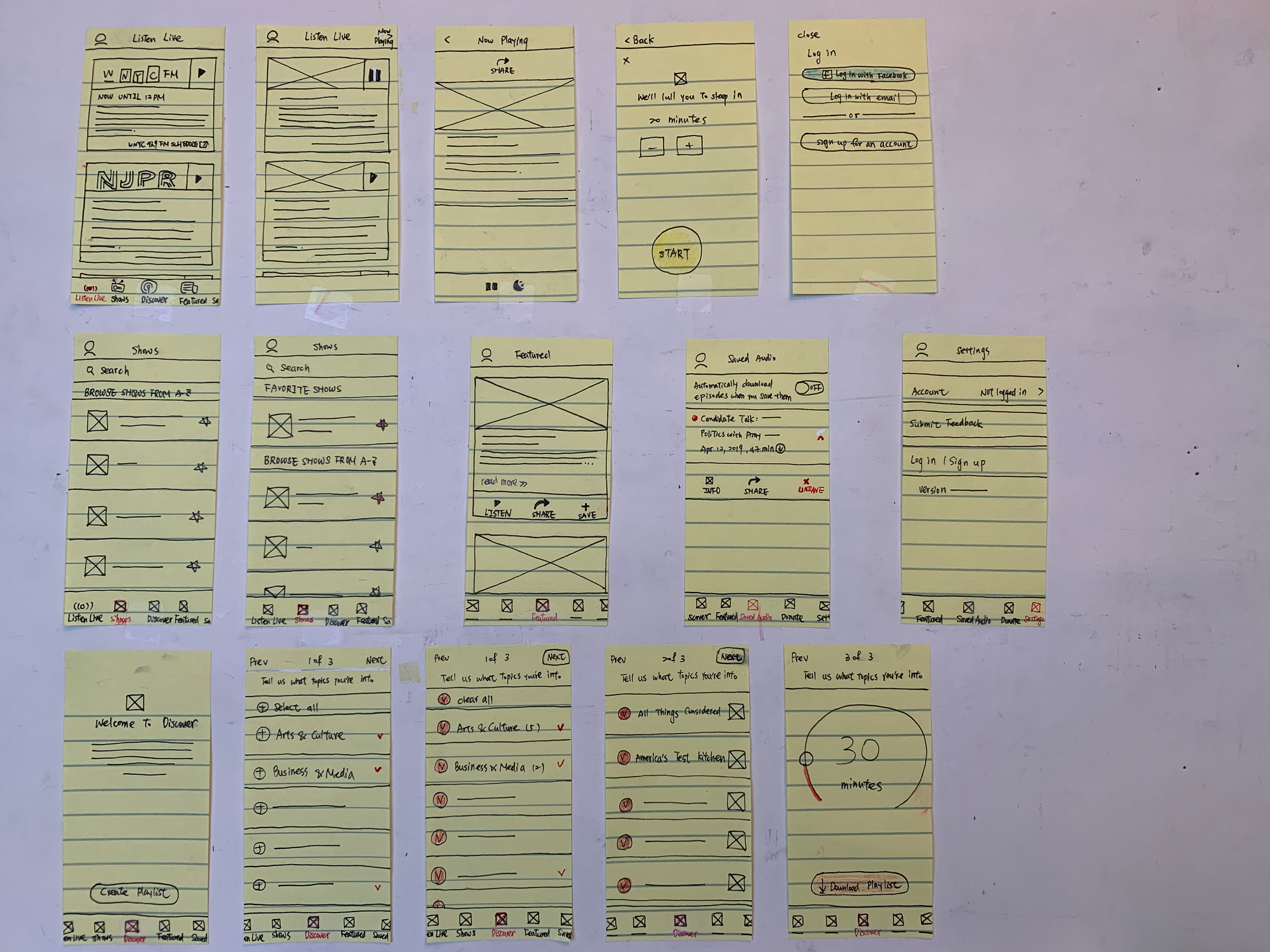 Deconstructing the screens used in the WNYC app